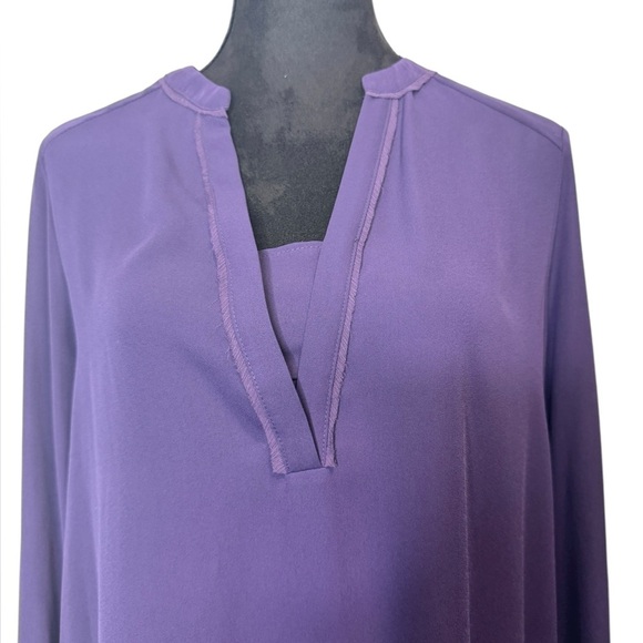 Simply Vera Vera Wang Roll Tab Sleeve Popover Blouse Plum - Picture 4 of 10